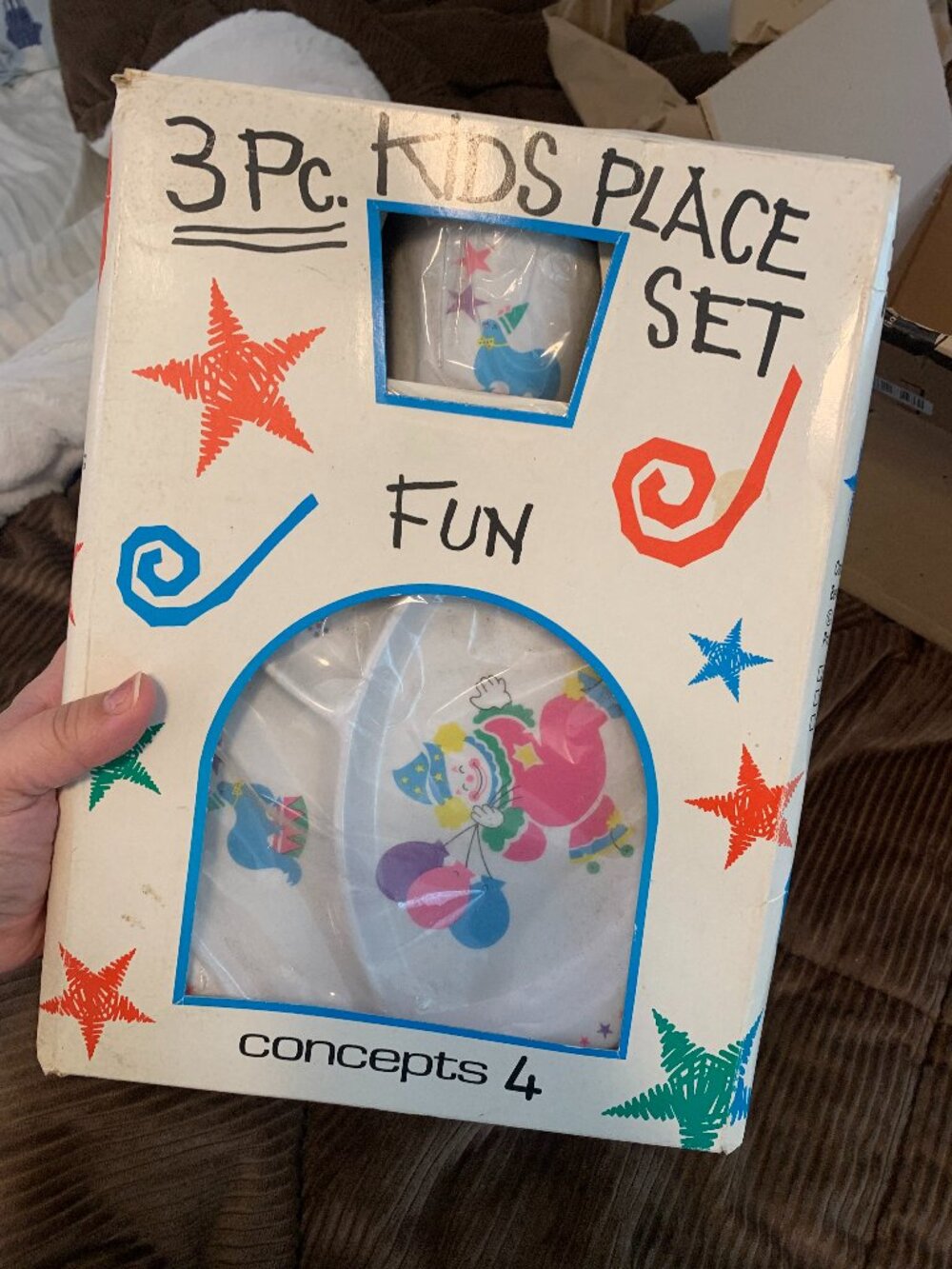 VTG 90s Melamine Kids Place Setting Clown Circus Set Brand New Concepts 4 Inc
